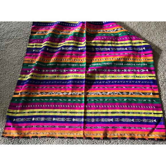 Vintage 1971 Bright Ethnic Guatemalan Fabric Handmade Ikat Fabric from Guatemala - Picture 3 of 5